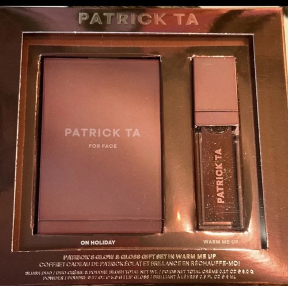 Patrick Ta Holiday Gloss/ Glow Set: Blush Duo & Lip Gloss On Holiday/Warm Me Up